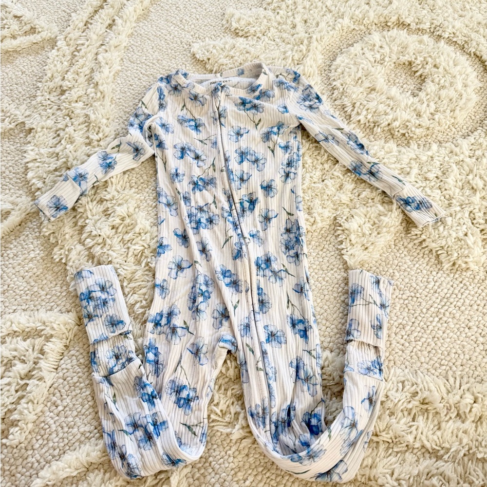 Posh Peanut Blue Floral Kids Footie
